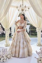 Load image into Gallery viewer, White Gold Floral Lehenga Set
