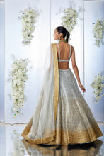 Load image into Gallery viewer, Silver Gold Mesh Lehenga Set