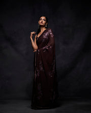 Load image into Gallery viewer, Wine Sequin Saree