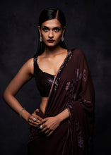 Load image into Gallery viewer, Wine Sequin Saree