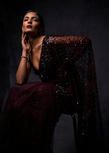 Load image into Gallery viewer, Wine Floral Saree