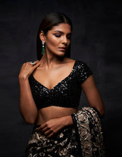 Load image into Gallery viewer, Black Ivory Saree