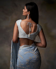 Load image into Gallery viewer, Powder Blue Ivory Saree