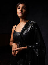 Load image into Gallery viewer, Black Sequin Saree