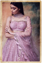 Load image into Gallery viewer, Dense Linear Drop Lehenga Set