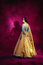 Load image into Gallery viewer, Firozi & Gold Tissue Lehenga Set