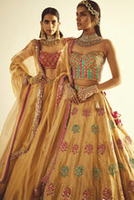 Load image into Gallery viewer, Mughal Boota Gold Tissue Lehenga Set