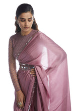 Load image into Gallery viewer, Old Rose Satin Chiffon Saree