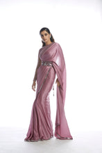 Load image into Gallery viewer, Old Rose Satin Chiffon Saree