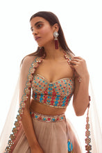 Load image into Gallery viewer, Corset Applique Organza Lehenga