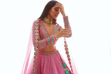 Load image into Gallery viewer, Dull Pink Applique Mirrororganza Lehenga