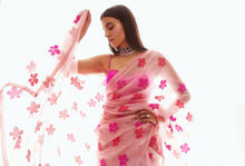 Load image into Gallery viewer, Leaf Applique Organza Saree