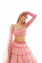 Load image into Gallery viewer, Peach Tier Applique Lehenga