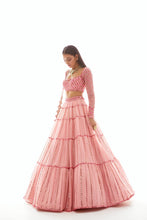 Load image into Gallery viewer, Peach Tier Applique Lehenga
