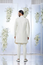 Load image into Gallery viewer, Ivory Deep Maroon Meena Button Sherwani Set