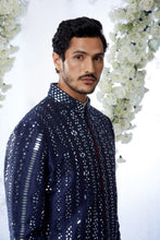 Load image into Gallery viewer, Midnight Mirror Work Sherwani Set