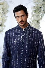 Load image into Gallery viewer, Midnight Mirror Work Sherwani Set