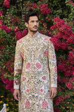 Load image into Gallery viewer, Cream Gold Multi-Coloured Sherwani Set
