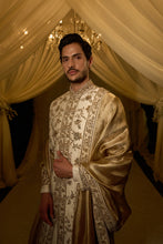 Load image into Gallery viewer, Ivory & Gold Zaridosi Sherwani Set