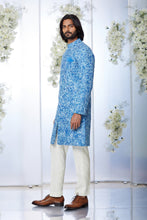 Load image into Gallery viewer, Marble Blue Sherwani Set