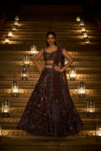 Load image into Gallery viewer, Chocolate Sequin Lehenga Set