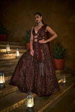Load image into Gallery viewer, Mocha Sequin Lehenga Set