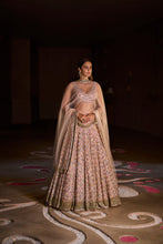 Load image into Gallery viewer, Peach Gold Floral Lehenga Set