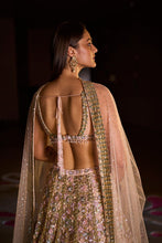 Load image into Gallery viewer, Peach Gold Floral Lehenga Set