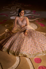 Load image into Gallery viewer, Peach Gold Floral Lehenga Set