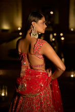 Load image into Gallery viewer, Red Mirror Work Lehenga Set