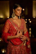 Load image into Gallery viewer, Red Mirror Work Lehenga Set