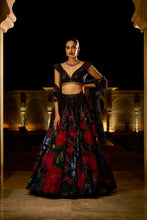 Load image into Gallery viewer, Black Multi-Coloured Lehenga Set