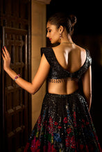 Load image into Gallery viewer, Black Multi-Coloured Lehenga Set