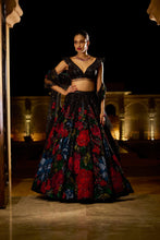 Load image into Gallery viewer, Black Multi-Coloured Lehenga Set