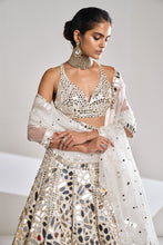 Load image into Gallery viewer, Cream Gold Mirror Work Lehenga Set