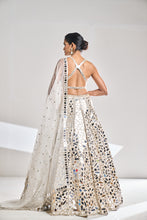 Load image into Gallery viewer, Cream Gold Mirror Work Lehenga Set