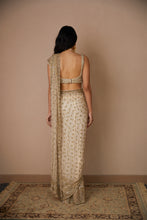 Load image into Gallery viewer, OFF WHITE BOOTI SAREE SET