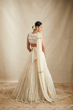 Load image into Gallery viewer, WHITE WITH GOLD WORK LEHENGA SET