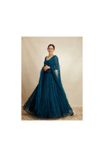 Load image into Gallery viewer, TEAL BLUE THREADWORK ZIGZAG LEHENGA SET