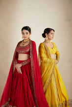 Load image into Gallery viewer, Red Chanderi Silk Crepe Embroidered Lehenga Set