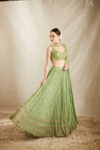 Load image into Gallery viewer, MINT GREEN JAAL WORK LEHENGA SET