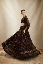 Load image into Gallery viewer, Dark Coffee Thread Work Lehenga Set