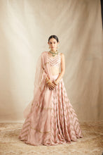Load image into Gallery viewer, BLUSH PINK RAWSILK ZIGZAG LEHENGA SET