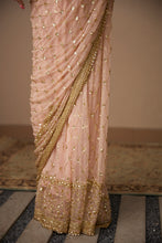 Load image into Gallery viewer, PINK JAAL WORK SAREE SET