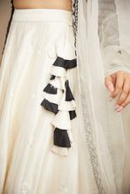 Load image into Gallery viewer, BLACK AND WHITE RAW SILK BORDER LEHENGA SET