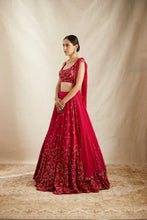 Load image into Gallery viewer, CARAMINE PINK RAWSILK LEHENGA SET