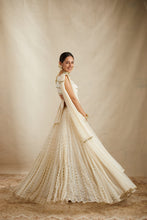 Load image into Gallery viewer, WHITE WITH GOLD WORK LEHENGA SET