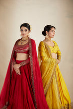 Load image into Gallery viewer, Red Chanderi Silk Crepe Embroidered Lehenga Set