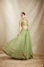 Load image into Gallery viewer, MINT GREEN JAAL WORK LEHENGA SET