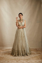 Load image into Gallery viewer, MINT CHANDERI HEAVY SITARA WORK LEHENGA SET